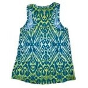 Balance Collection Tank Top Sleeveless Green Blue Patterned Casual Women's Top M